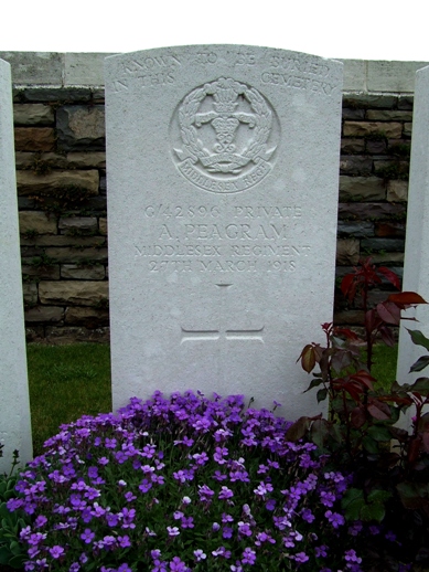 Grave of A.Peagram courtesy www.britishwargraves.com