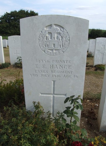 Grave of Edward Hance, courtesy www.britishwargraves.co.uk