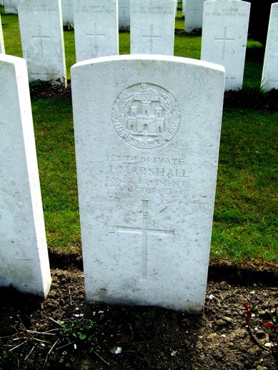 Grave of J Marshall, courtesy www.britishwargraves.co.uk