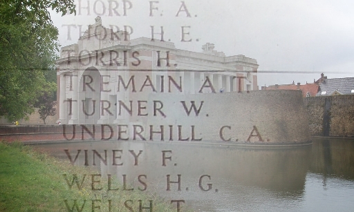 Menin Gate with inscription for Turner W.